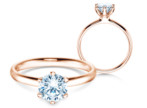 Bague de fiançailles Classic 6 dans 18K or rose avec diamant 1,00ct G/VS