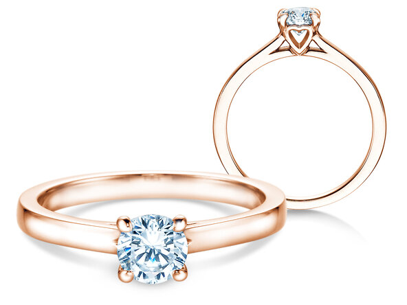Bague de fiançailles Romance en 18K or rose avec diamant 0,60ct G/SI