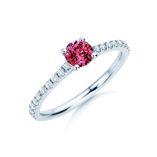 Bague de naissance Pure Colour juillet en 9K or rose avec rubis 0,50ct et diamants 0,26ct