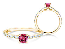 Bague de naissance Pure Colour janvier en 18K or jaune avec  0,50ct et diamants 0,26ct