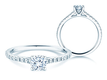 Bague de naissance Pure Colour avril en 9K or blanc avec diamant 0,50ct et diamants 0,26ct