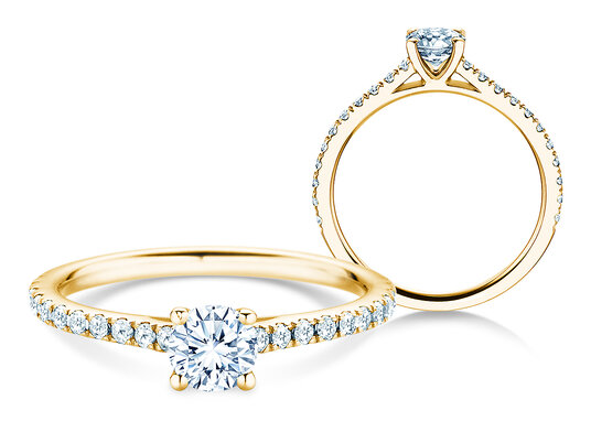 Bague de naissance Pure Colour avril en 9K or blanc avec diamant 0,50ct et diamants 0,26ct