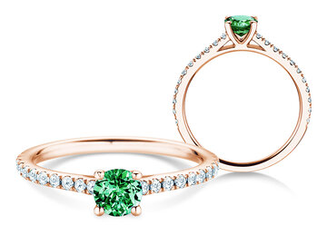 Bague de naissance Pure Colour mai en 9K or blanc avec émeraude 0,50ct et diamants 0,26ct