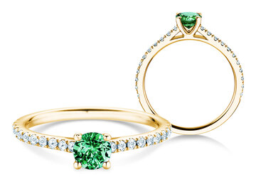 Bague de naissance Pure Colour mai en 9K or blanc avec émeraude 0,50ct et diamants 0,26ct