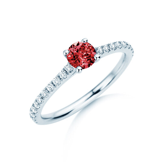 Bague de naissance Pure Colour juillet en 9K or blanc avec rubis 0,50ct et diamants 0,26ct