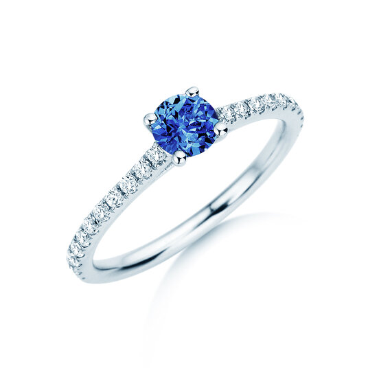 Bague de naissance Pure Colour septembre en 9K or blanc avec saphir 0,50ct et diamants 0,26ct