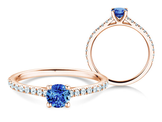 Bague de naissance Pure Colour septembre en 9K or blanc avec saphir 0,50ct et diamants 0,26ct