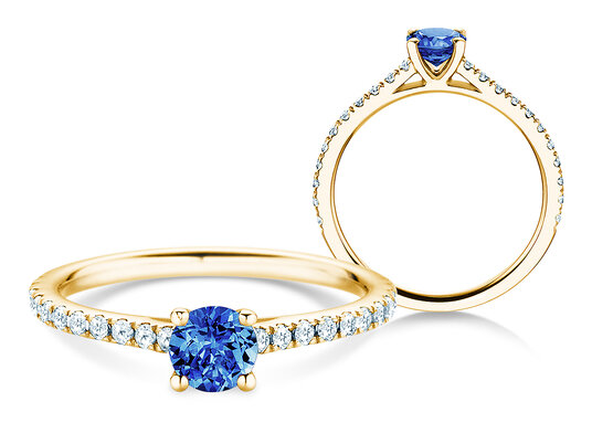 Bague de naissance Pure Colour septembre en 9K or blanc avec saphir 0,50ct et diamants 0,26ct