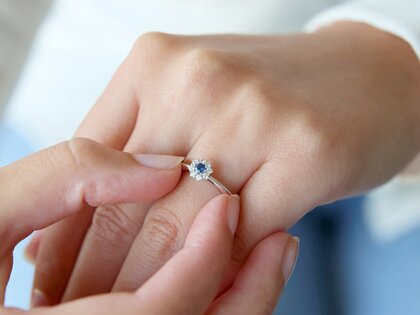 Bague de fiançailles Lovely en 14K or blanc avec saphir 0,25ct et diamants 0,25ct