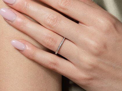 Bague de fiançailles Alliance-/Eternityring dans 14K or rose avec diamants 0,125ct G/SI