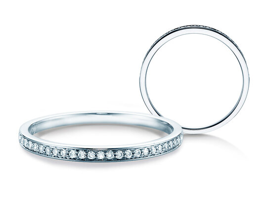 Bague de fiançailles Alliance-/Eternity en 9K or blanc avec diamants 0,125ct G/SI