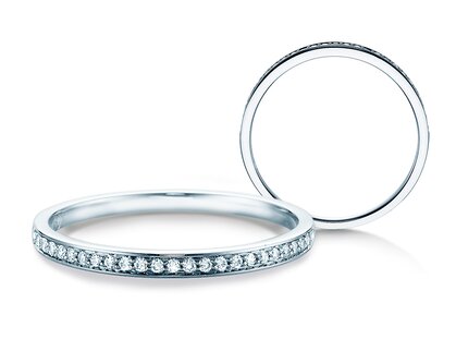 Bague de fiançailles Alliance-/Eternityring dans 18K or blanc avec diamants 0,125ct G/SI