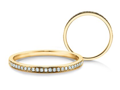 Bague de fiançailles Alliance-/Eternityring dans 14K or jaune avec diamants 0,21ct G/SI