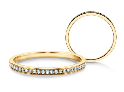 Bague de fiançailles Alliance-/Eternityring dans 14K or jaune avec diamants 0,125ct G/SI