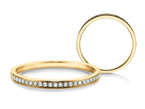 Bague de fiançailles Alliance-/Eternityring dans 14K or jaune avec diamants 0,21ct G/SI