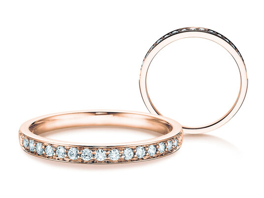 Bague de fiançailles Alliance-/Eternity en 9K or blanc avec diamants 0,125ct G/SI