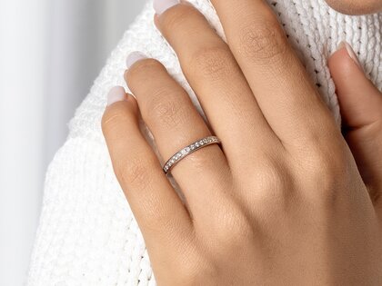 Bague de fiançailles Alliance-/Eternityring dans 14K or jaune avec diamants 0,30ct G/SI