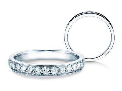 Bague de fiançailles Alliance-/Eternityring dans 18K or blanc avec diamants 0,39ct G/SI