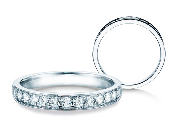 Bague de fiançailles Alliance-/Eternityring dans 18K or blanc avec diamants 0,39ct G/SI