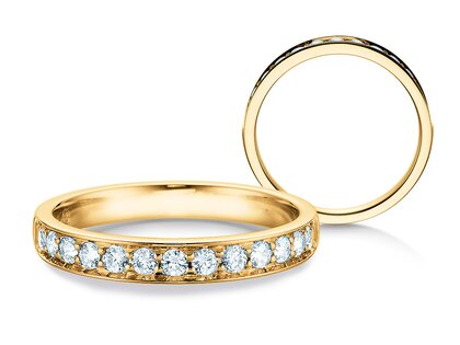 Bague de fiançailles Alliance-/Eternityring dans 18K or jaune avec diamants 0,39ct G/SI