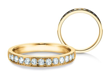 Bague de fiançailles Alliance-/Eternityring dans 18K or jaune avec diamants 0,39ct G/SI
