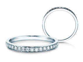 Bague de fiançailles Alliance-/Eternity en 9K or blanc avec diamants 0,255ct G/SI