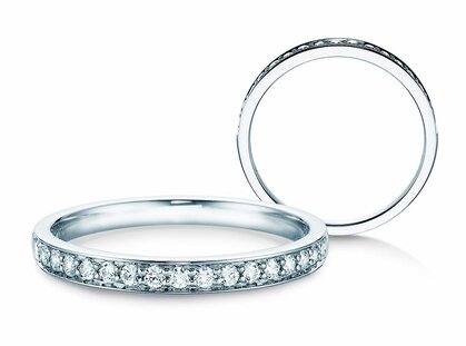 Bague de fiançailles Alliance-/Eternityring dans 18K or blanc avec diamants 0,255ct G/SI