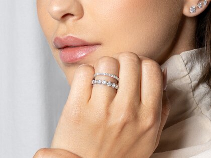 Bague de fiançailles Dawn en 14K or blanc avec diamants 1,27ct G/SI