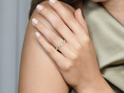 Bague de fiançailles Diamond Curve en 14K or blanc avec diamant 0,40ct G/SI