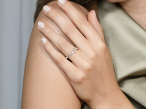 Bague de fiançailles Diamond Curve en 14K or blanc avec diamant 0,40ct G/SI