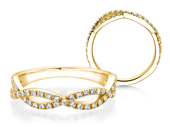 Bague de fiançailles Diamond Curve en 14K or jaune avec diamant 0,40ct G/SI
