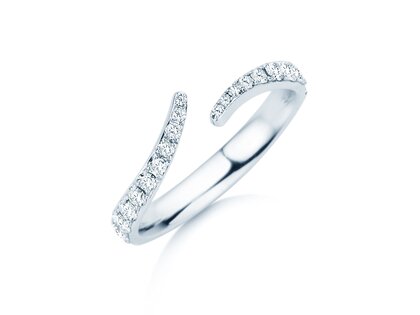Bague de fiançailles Flow Pavé en 9K or blanc avec diamants 0,51ct G/SI