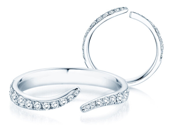 Bague de fiançailles Flow Pavé en 9K or blanc avec diamants 0,51ct G/SI