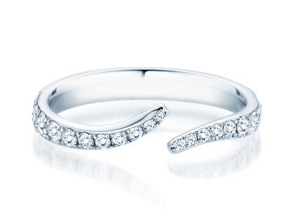 Bague de fiançailles Flow Pavé en 9K or blanc avec diamants 0,51ct G/SI