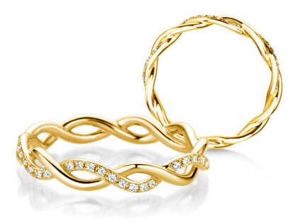Bague de fiançailles Sparkling Curve en 14K or jaune avec diamants 0,14ct G/SI