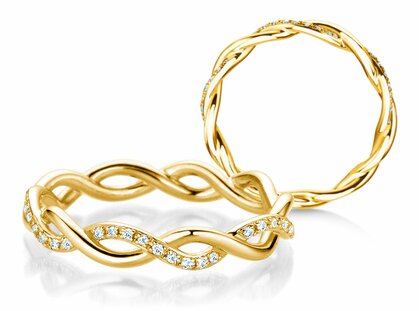 Bague de fiançailles Sparkling Curve en 14K or jaune avec diamants 0,14ct G/SI