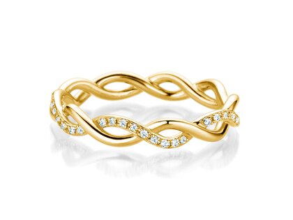 Bague de fiançailles Sparkling Curve en 14K or jaune avec diamants 0,14ct G/SI