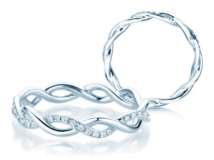 Bague de fiançailles Sparkling Curve en 14K or blanc avec diamants 0,14ct G/SI