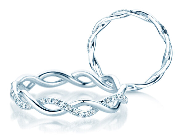 Bague de fiançailles Sparkling Curve en 14K or blanc avec diamants 0,14ct G/SI