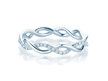 Bague de fiançailles Sparkling Curve en 14K or blanc avec diamants 0,14ct G/SI