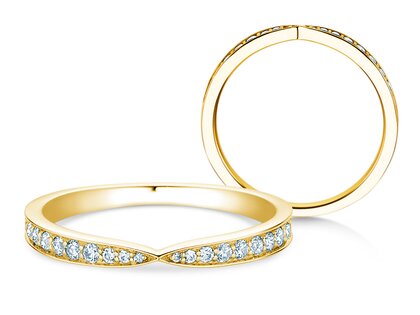 Bague de fiançailles V-Eternity en 14K or jaune avec diamants 0,22ct G/SI