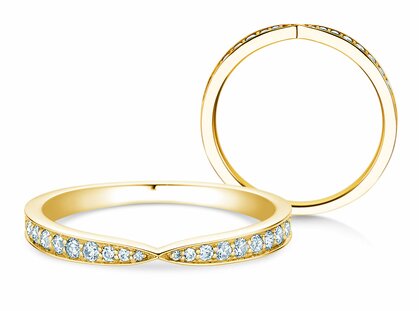 Bague de fiançailles V-Eternity en 14K or jaune avec diamants 0,22ct G/SI