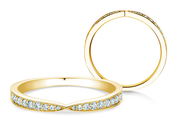 Bague de fiançailles V-Eternity en 14K or jaune avec diamants 0,22ct G/SI