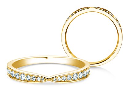 Bague de fiançailles V-Eternity en 14K or jaune avec diamants 0,30ct G/SI