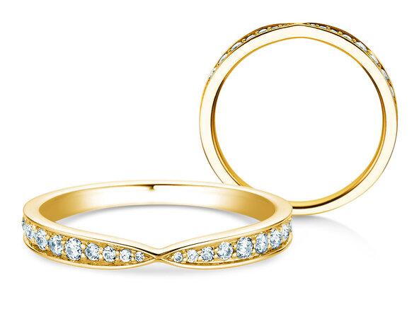 Bague de fiançailles V-Eternity en 14K or jaune avec diamants 0,30ct G/SI