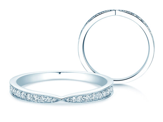Bague de fiançailles V-Eternity en 14K or blanc avec diamants 0,22ct G/SI