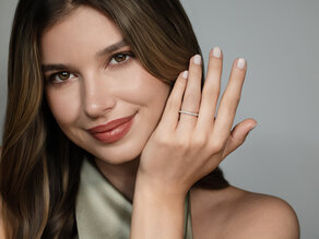 Bague de fiançailles Wave en 9K or rose avec diamants 0,33ct G/SI