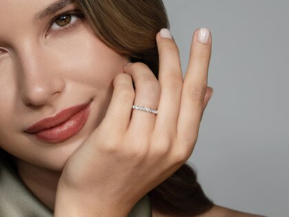 Bague de fiançailles Wave en 14K or jaune avec diamants 0,57ct G/SI