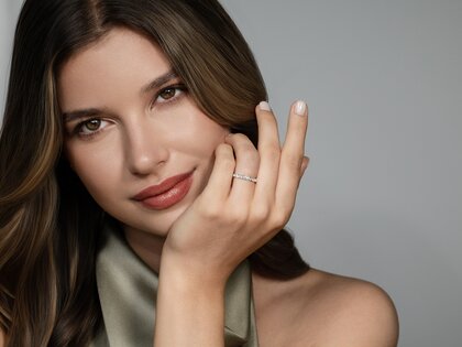 Bague de fiançailles Wave en 14K or jaune avec diamants 0,57ct G/SI