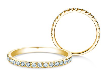 Bague de fiançailles Wave en 14K or jaune avec diamants 0,33ct G/SI